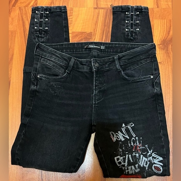 ZARA TRAFALUC punk rock jeans SIZE 4 - Picture 10 of 11